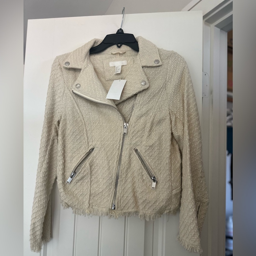 H&M Cream Blazer Textured Suit Jacket